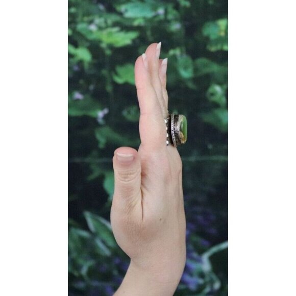 Sterling Silver Natural Green Turquoise Ring Size 9 Signed M - Picture 6 of 9